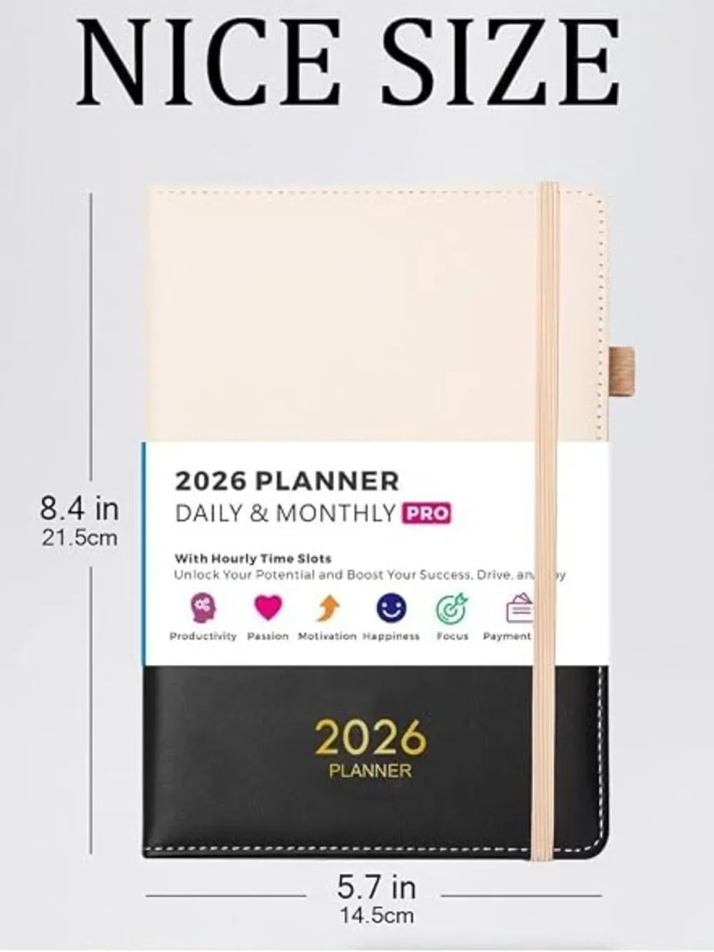 Plannity 2026 Daily & Monthly Pro Planner - Yellow and Teal Faux Leather Binder